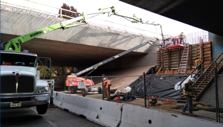 bridge abutment work under W/X freeway