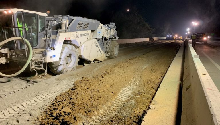 large machine cement treating subgrade soil