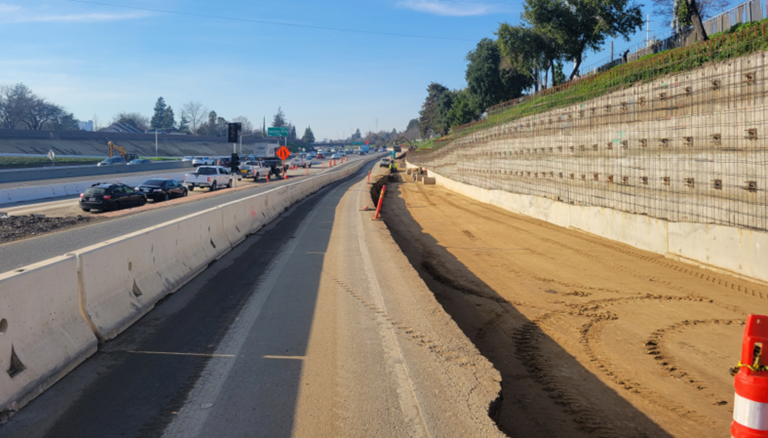 retaining wall construction progress